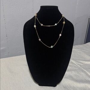 NWOT Chic Gold Necklace with Multicolor Pearls
